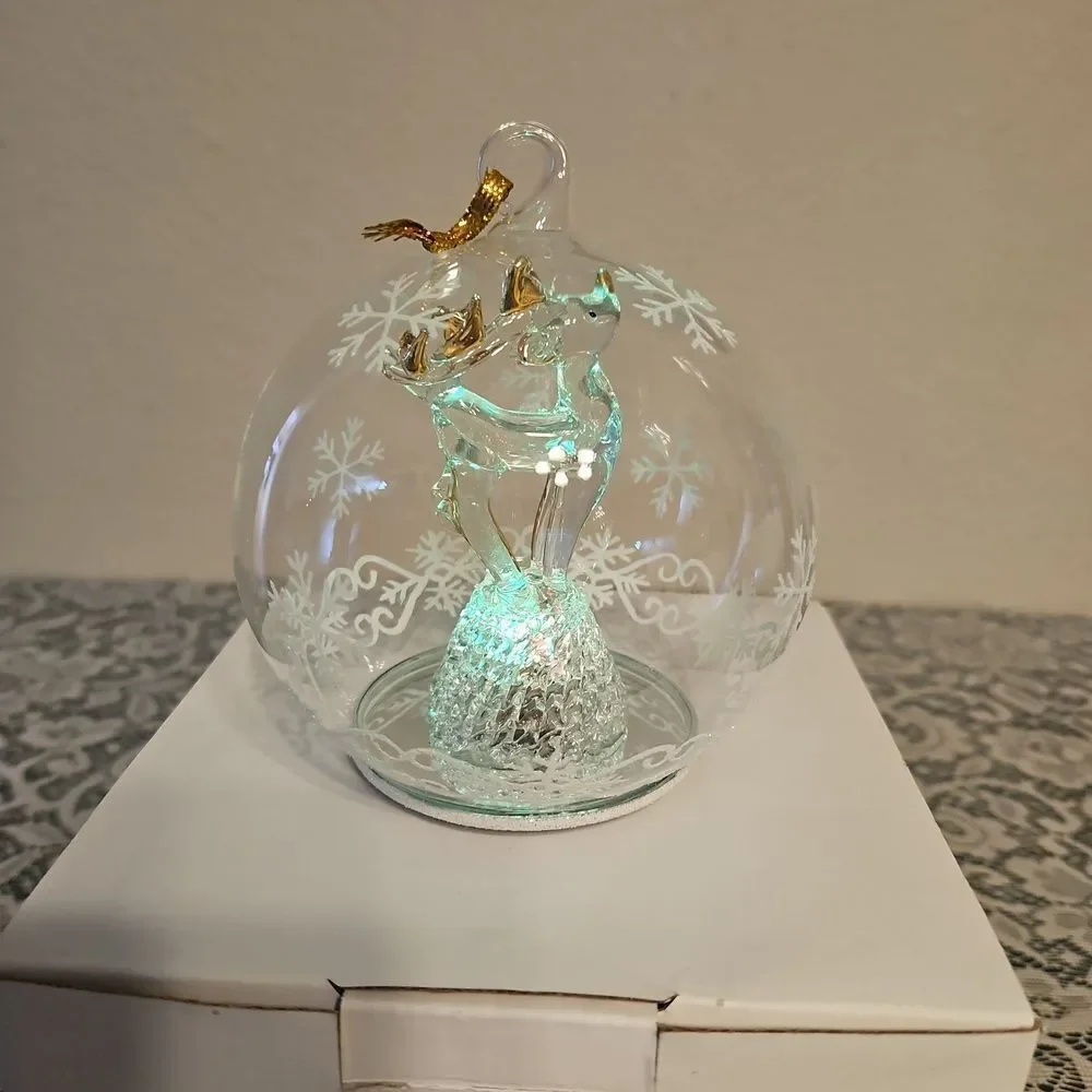 Vintage Soreele LED Lighted Glass Raindeer Globe